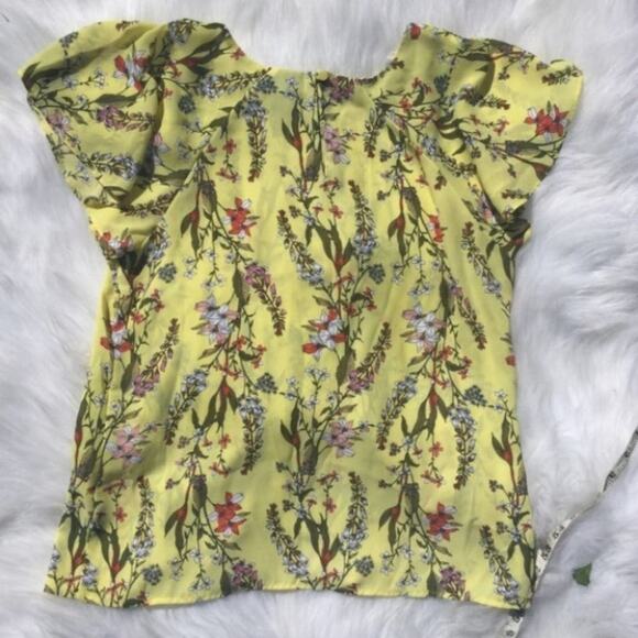 Worthington Petite Yellow Floral Blouse Size MP - Picture 6 of 9